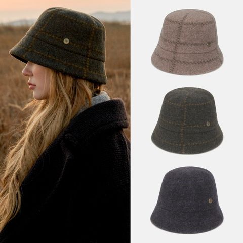 ○ 울 체크 버킷햇 살루잇