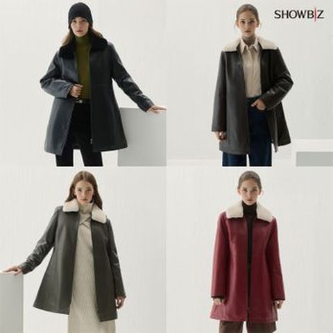 쇼비즈 여성 램스킨 윈터코트