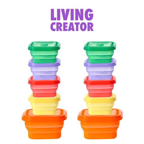 접이식 실리콘 용기 푸쉬락 10종 세트 전자레인지 냉동밥 보관 밀폐용기