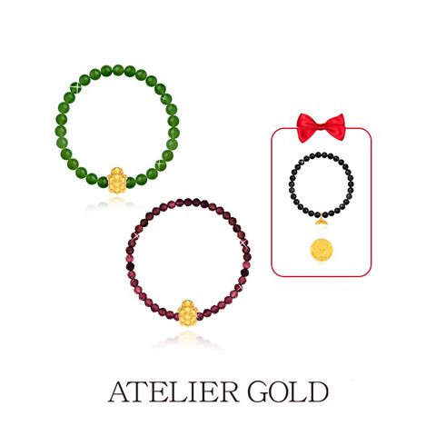 24K 순금 거북이 팔찌 + 24K 오닉스 순금 고래꼬리 팔찌 + 24K 골드 1종