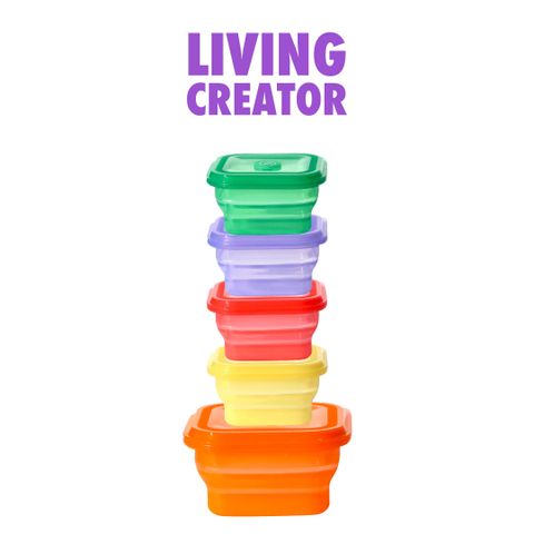 접이식 실리콘 용기 푸쉬락 5종 세트 전자레인지 냉동밥 보관 밀폐용기