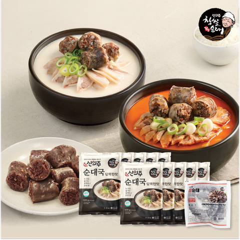 신의주 순대국 담백한맛 600g x 10팩 + 방송에서만 찰순대 1팩 더
