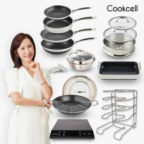 [현대1등]쿡셀 세라믹 블랙에디션 통3중 스텐팬 매니아패키지(세라믹7종 + 인덕션 포함)