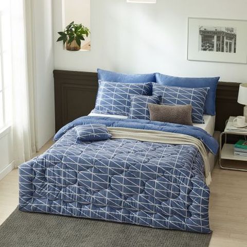 방송 최저가 [휴어스] 극세사 퀼팅 이불 그레이+네이비 2종 세트