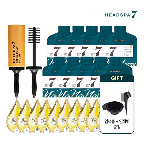 노블레스 헤어컬러 염색제 10개+살롱컬러브러쉬(다크브라운/밀크브라운/와인브라운)