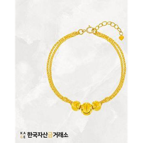 한국자산금거래소 KAGE 24K 순금 트리플 볼 팔찌