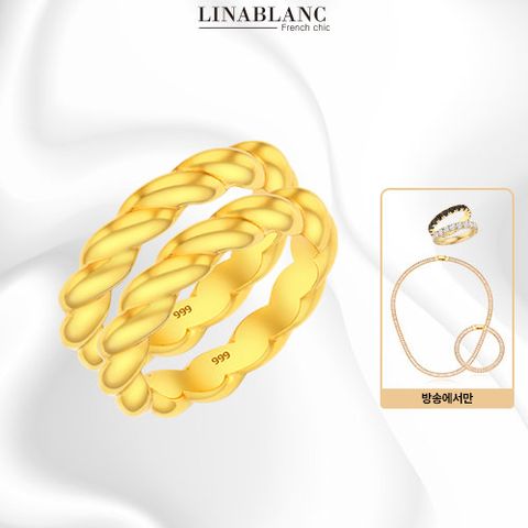 [리나블랑] 24K 볼륨라인 쌍지반지 (선택 1번 구매 시 테니스 쌍지반지)(전고객 바게트 테니스 목걸이 + 바게트 테니스 팔찌)