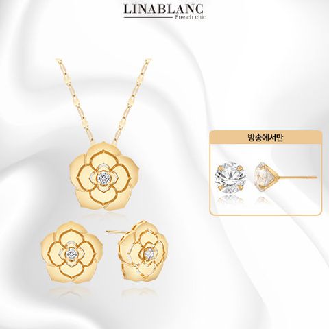 [리나블랑] 18K 까멜리안 목걸이 + 귀걸이 세트 (전고객 14K 스텔라 귀걸이)