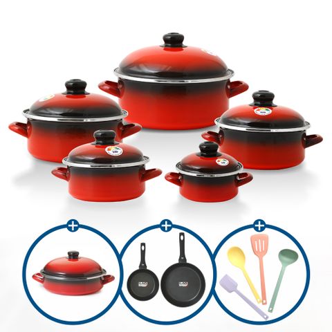 [선택2)일반형]ELO IH 빨강법랑냄비 풀세트
