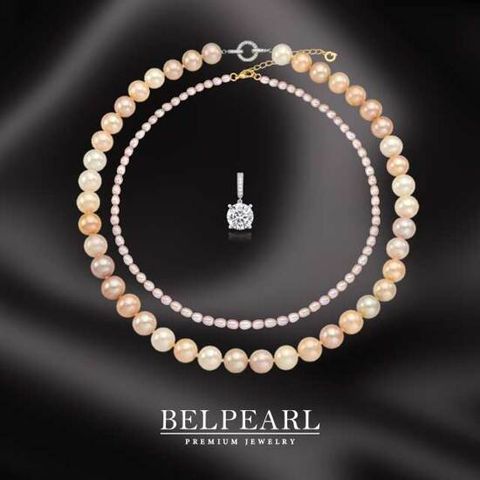 벨펄 약 9.5 ∼ 8mm 리얼 담수진주 리에르 멀티 목걸이 세트(총 3종)