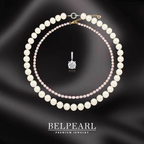 벨펄 약 9.5 ∼ 8mm 리얼 담수진주 리에르 화이트 목걸이 세트(총 3종)