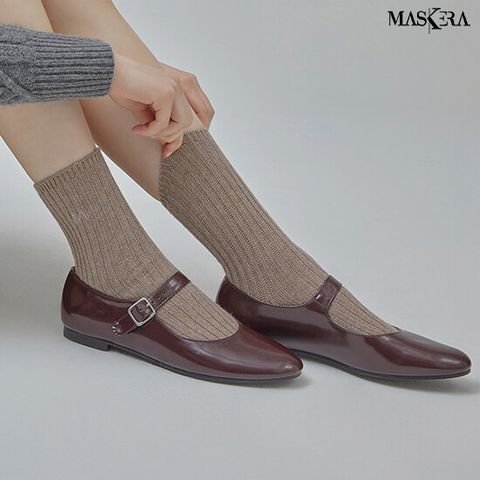 마스케라 르에브(L’eve) 울 블렌디드 리브드 삭스 2종 세트