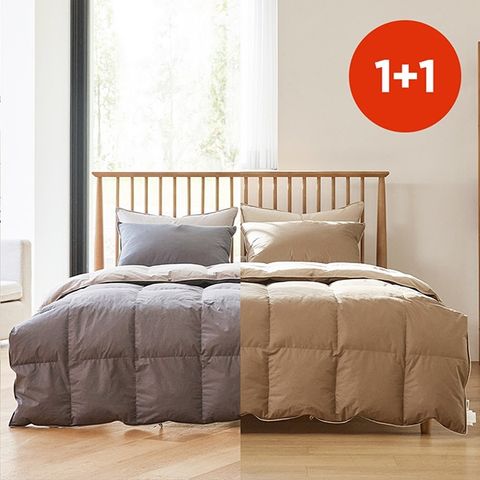 [퀸+퀸+세탁망] 라뽐므 순면 구스 차렵이불 (완벽더블 2장)