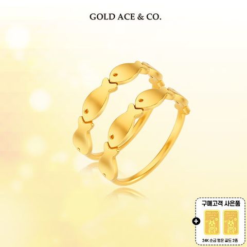 24K 순금 골드피쉬 더블 반지 세트 + 24K 순금 행운 골드 2종