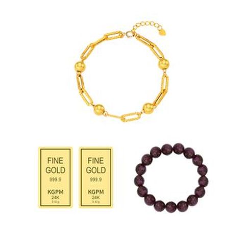 (방송에서만) 한국금자산관리 KGAM 24K 순금 골드볼 글로우클립 팔찌+추가