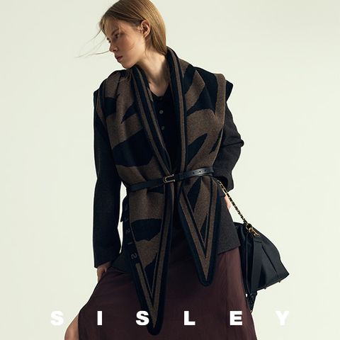 [SISLEY]시슬리 정품 25FW 메리노 울캐시100% 숄 +소가죽벨트