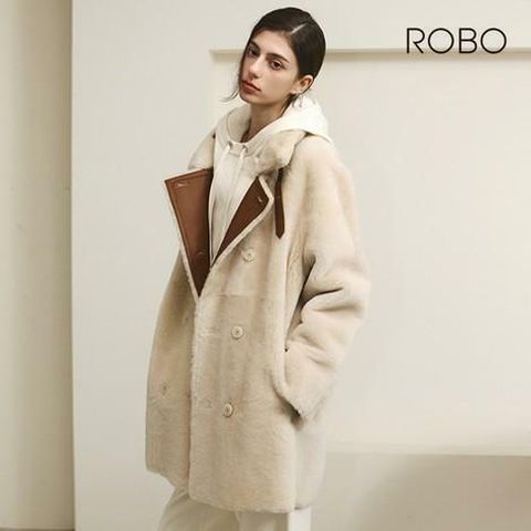 [롯데카드5%할인][ROBO] 로보 25FW 리버시블 넥벨트 더블 하프 무스탕