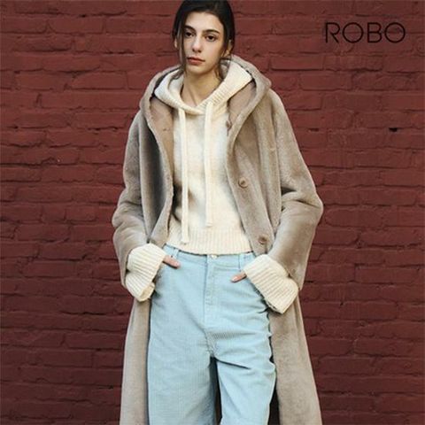 [롯데카드5%할인][ROBO] 로보 25FW 롱 후드 무스탕