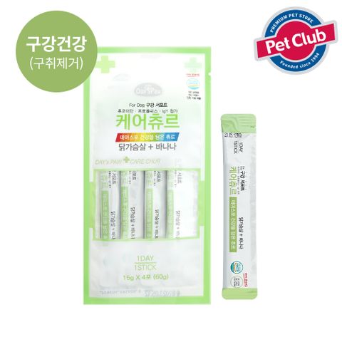 데이스포 강아지 케어츄르 닭가슴살 바나나 15g x 4개입