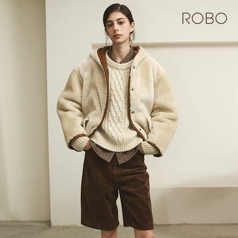 [롯데카드5%할인][ROBO] 로보 25FW 리버시블 후드 숏 무스탕