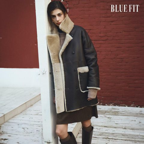 [롯데카드5%할인][25FW최신상] 블루핏X로보 스페인 라도마 더블 하프 무스탕 (리버시블)