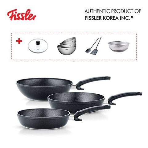 휘슬러 아다만트 컴포트 IH 인덕션 프라이팬 세트 + 유리뚜껑 28cm + 휘슬러 믹싱볼 3종 + 에센 채반 + 실리콘 조리도구 2종