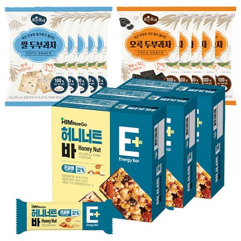 힘내고 허니너트바 3박스 + 맑은물에두부과자 10팩(오곡5팩+쌀5팩)