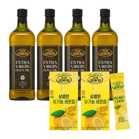 [특별최다구성] 스페인직수입 돈시몬 올리브오일 1L 4병+레몬즙2