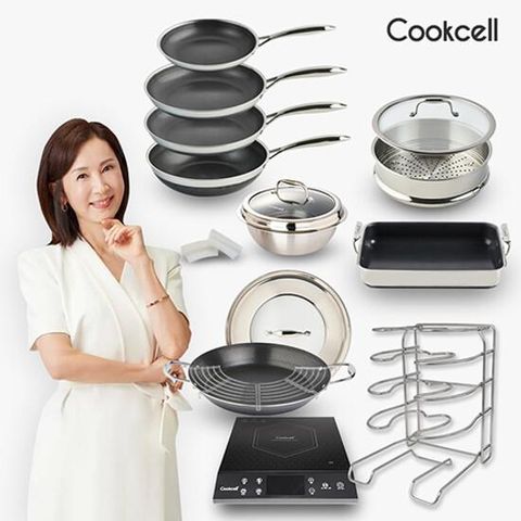 [현대1등]쿡셀 세라믹 블랙에디션 통3중 스텐팬 매니아패키지(인덕션포함 프라이팬1개더 포함)