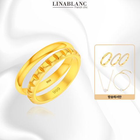 [리나블랑] 24K 임페리얼 듀얼링 (선택 1번 구매 시 24K 클래식 반지 + 하프샤인 쌍지반지)(전고객 14K 금볼 진주 목걸이 + 팔찌)