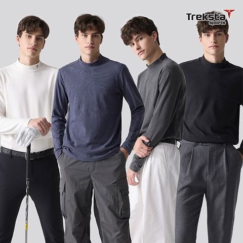 트렉스타스포츠 25FW 최종가! 웜브러쉬 카치온 모크넥 티셔츠 4종, 남성