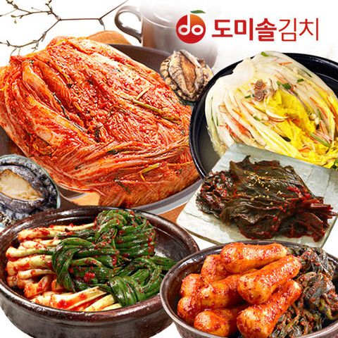 [도미솔/5종 11.5kg] 사랑채 포기김치5kg+총각김치2kg+백김치3kg+파김치1kg+깻잎김치50Og