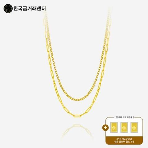 [방송에서만 20만원 세일] [한국금거래센터] 99.9 24K 순금 두줄 레이어드 목걸이