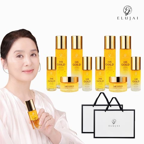 ★(방송에서만) 시즌2 엘루자이 24K골드 더블콜라겐 풀기초 완벽 2세트, 총12종(본품10종+쇼핑백2장)