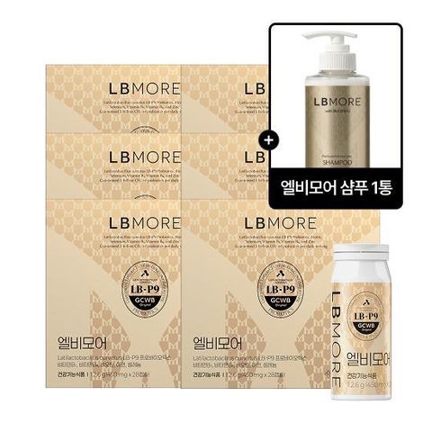 방송에서만![6박스+샴푸1통]엘비모어 LBMORE 모발유산균 6박스 (1박스 450mg X 28캡슐)+샴푸1통