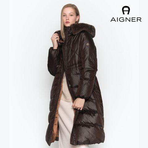 [방송중에만 10만원 세일] 아이그너 25FW 후드 트리밍 덕다운 롱 코트 (브라운)