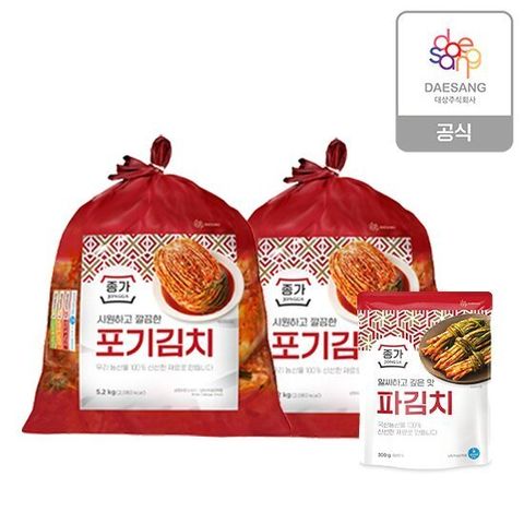 종가 중부식 포기김치 20.8kg (5.2kg*4)+파김치 300g*2