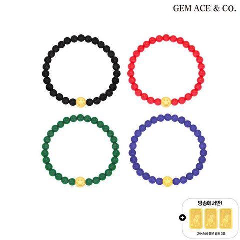 제메이스 순금 스마일 천연보석 팔찌+24K순금 3종+24K순금 3종(리뷰시)