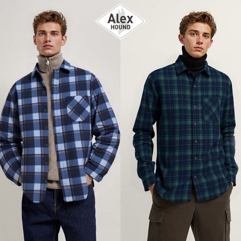 알렉스하운드 25FW 남성 체크 기모 본딩 셔츠2종