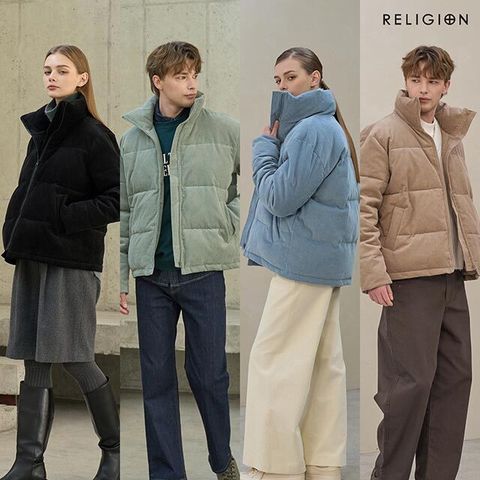 ★O 릴리전 25FW 남녀공용 코듀로이 패딩 점퍼