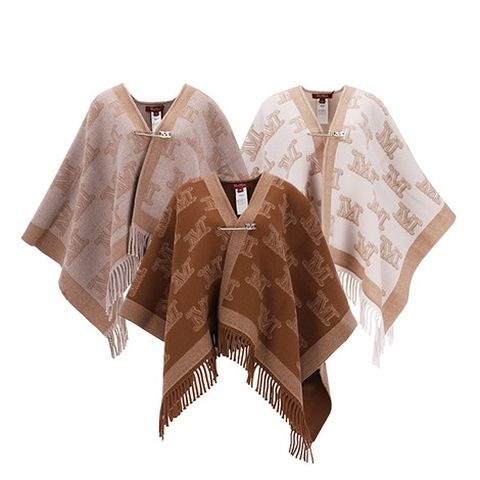 막스마라 프리네 자카드 M 모노그램 프린지 울 판초 케이프