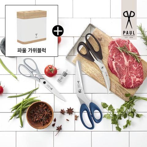 파울 PAUL 가위 3종(다용도,곡선,갑각류)+가위블럭+오일