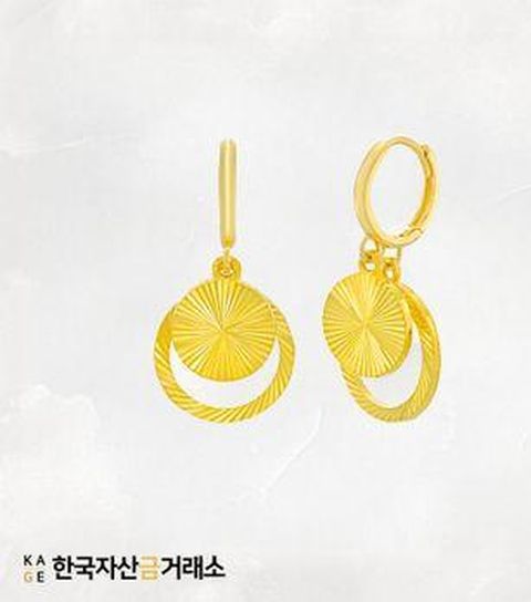 한국자산금거래소 KAGE 24K 순금 샤인 더블링 귀걸이