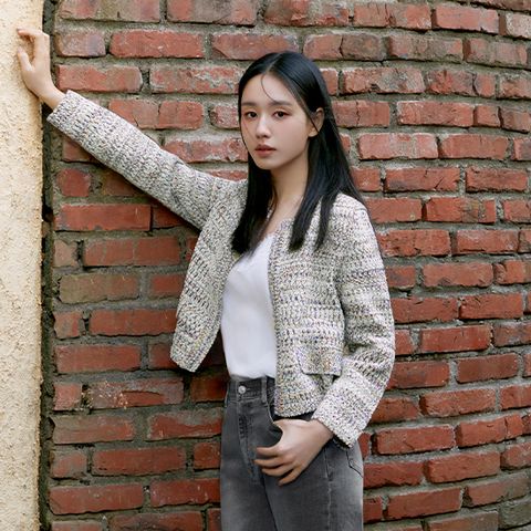 [최초가99,000]25FW 오로라 멀티트위드 볼레로자켓