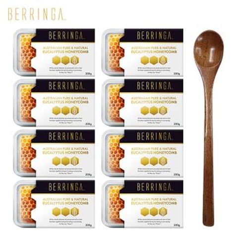 베링가 오스트레일리언 퓨어&내츄럴 유칼립투스 허니콤 벌집꿀 8개+우드스푼