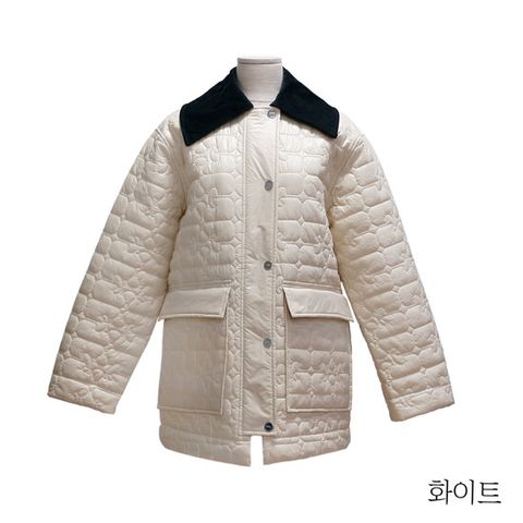 가니 샤이니 퀼팅 카라 재킷