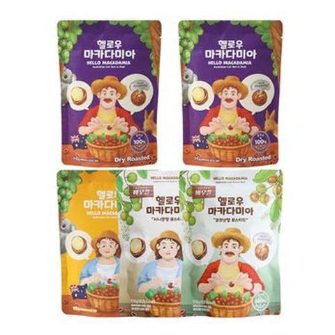 헬로우 마카다미아 드라이 2봉+바닐라 1봉+코코넛 1봉+시나몬 1봉(총 5봉)