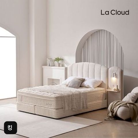 K사이즈 라클라우드 호텔식 침대 풀패키지(프레임+매트리스+사이드패널+베개X2+침구세트+매트리스커버+초음파 가습기)