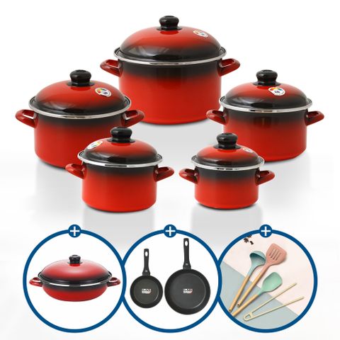 [선택1)깊은형] ELO IH 빨강법랑냄비 깊은형 세트