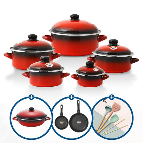 [선택2)일반형]ELO IH 빨강법랑냄비 풀세트